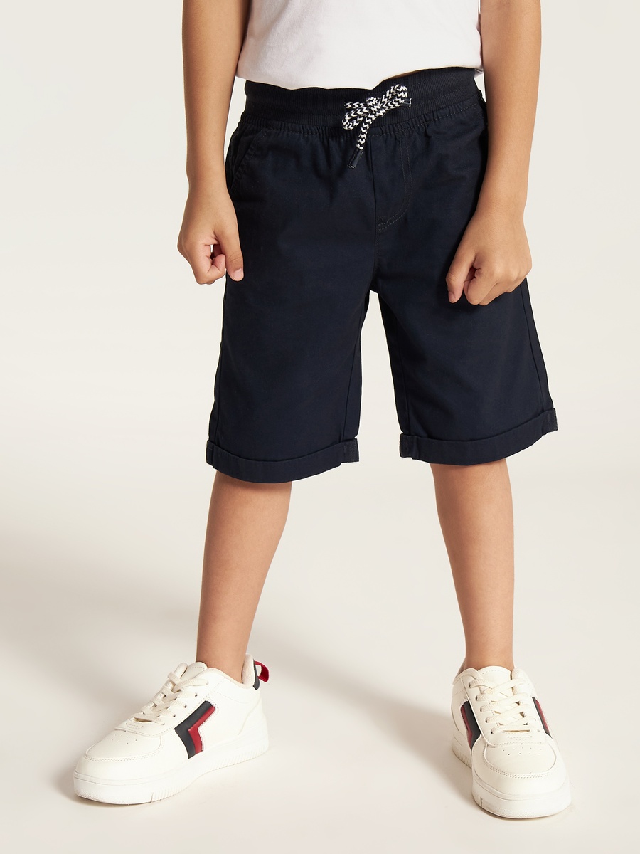 Solid Shorts with Drawstring Closure and Pockets