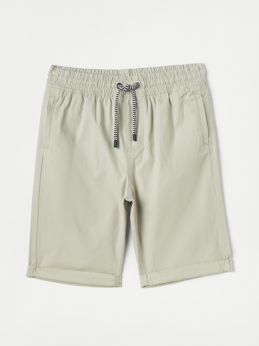 Solid Shorts with Drawstring Closure