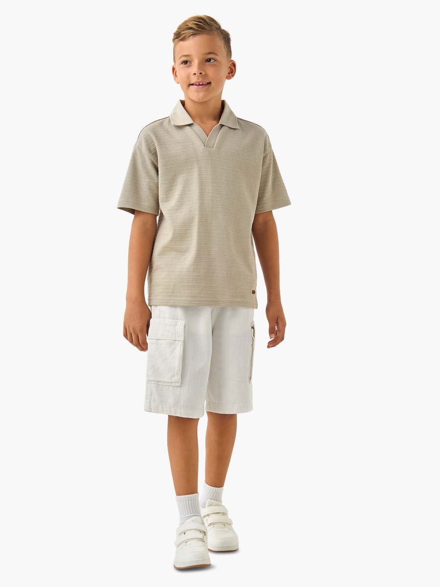 Elasticated Drawstring Shorts with Cargo Pockets
