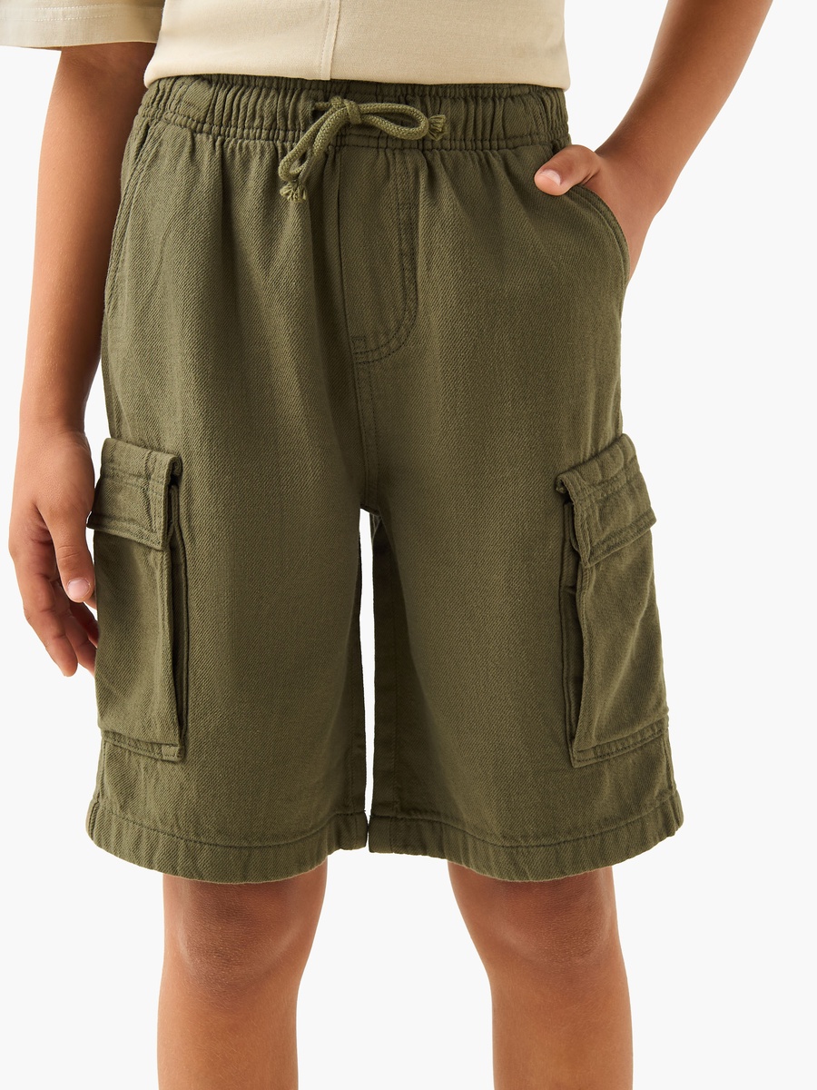 Elasticated Drawstring Shorts with Cargo Pockets