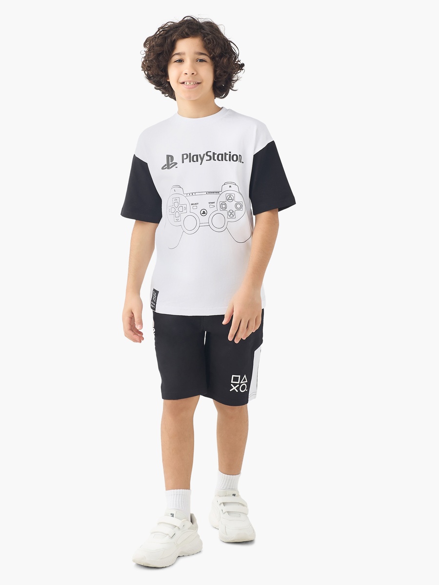 Crew Neck Short Sleeves T-Shirt and Shorts Set with Logo Print