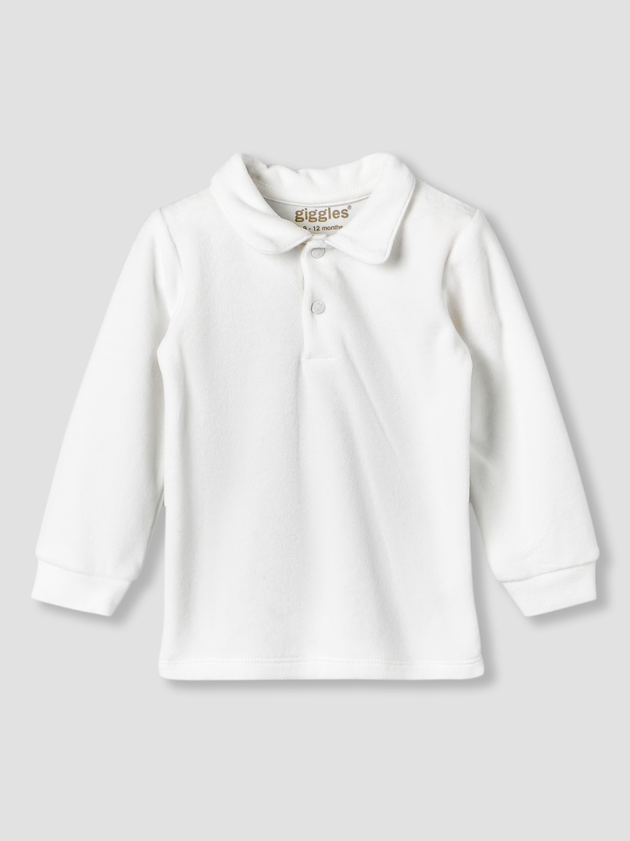 Collared Long Sleeves T-Shirt and Dungaree Set with Applique Design