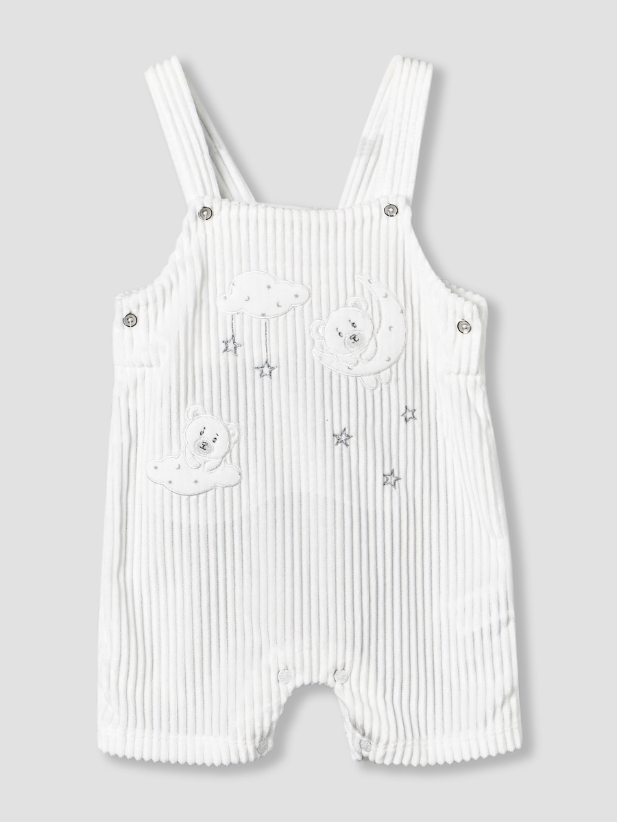 Collared Long Sleeves T-Shirt and Dungaree Set with Applique Design