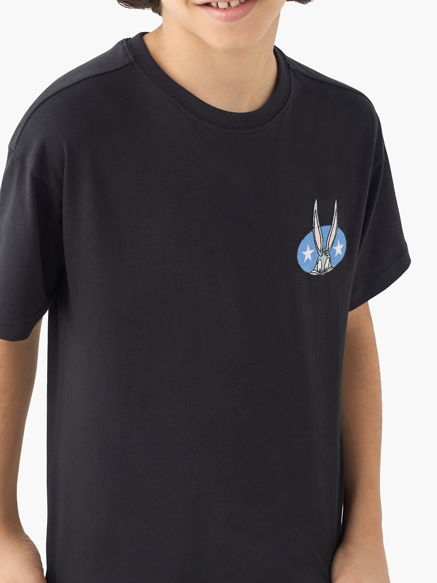 Crew Neck Short Sleeves T-Shirt and Shorts Set with Bugs Bunny Print