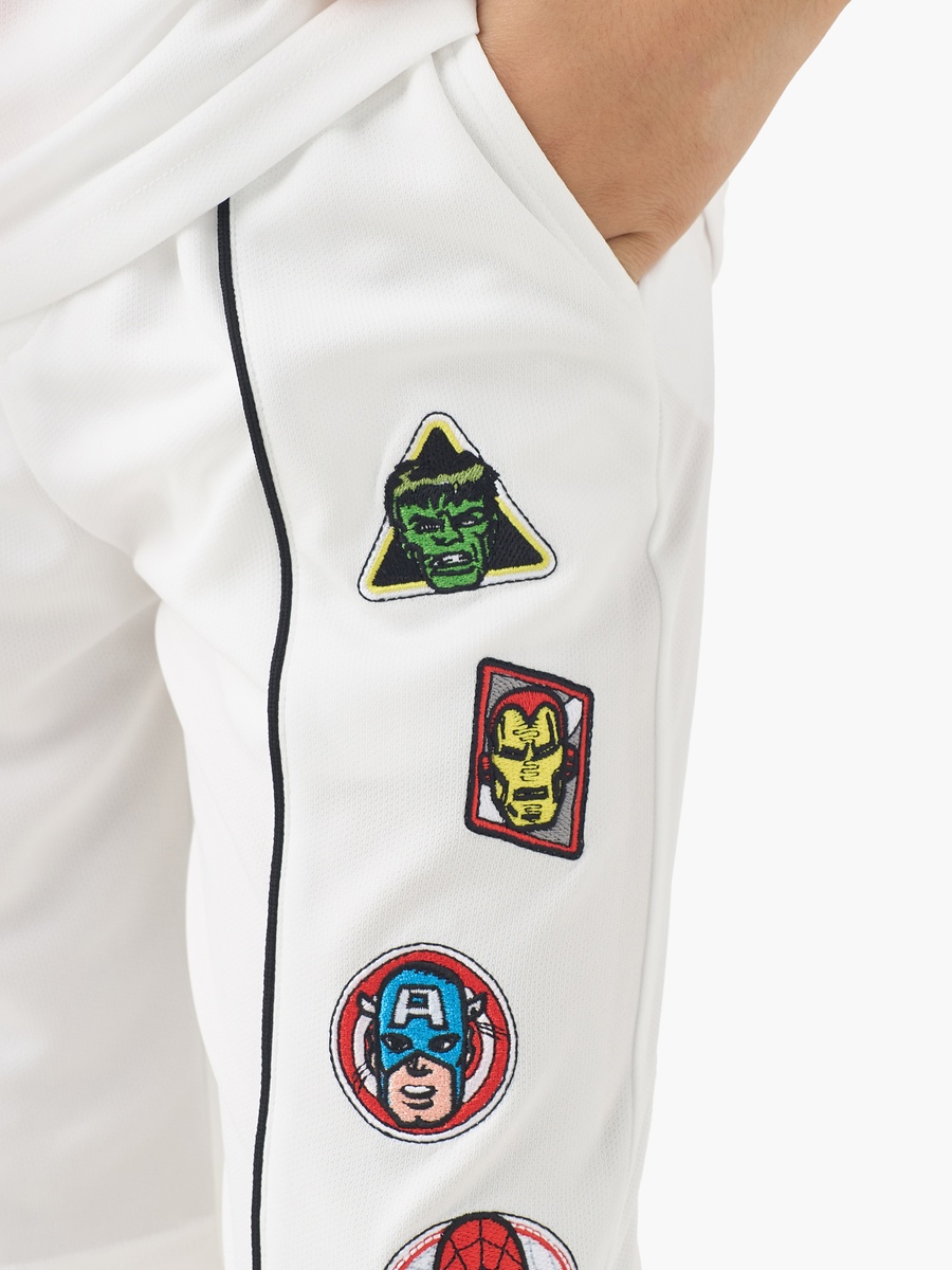 V Neck Short Sleeves T-Shirt and Shorts Set with Avengers Embroidery