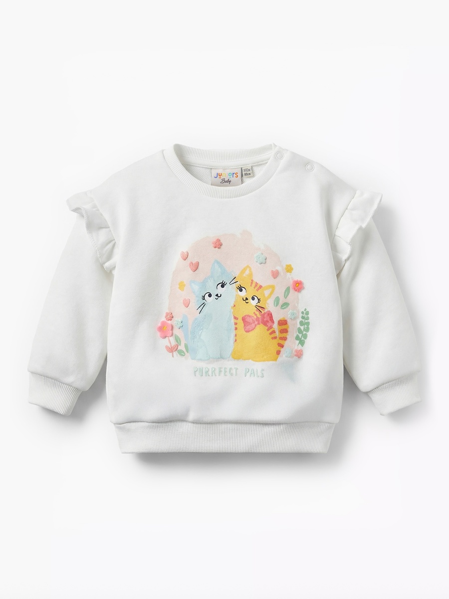 Bow Print Sweatshirt with Long Sleeves