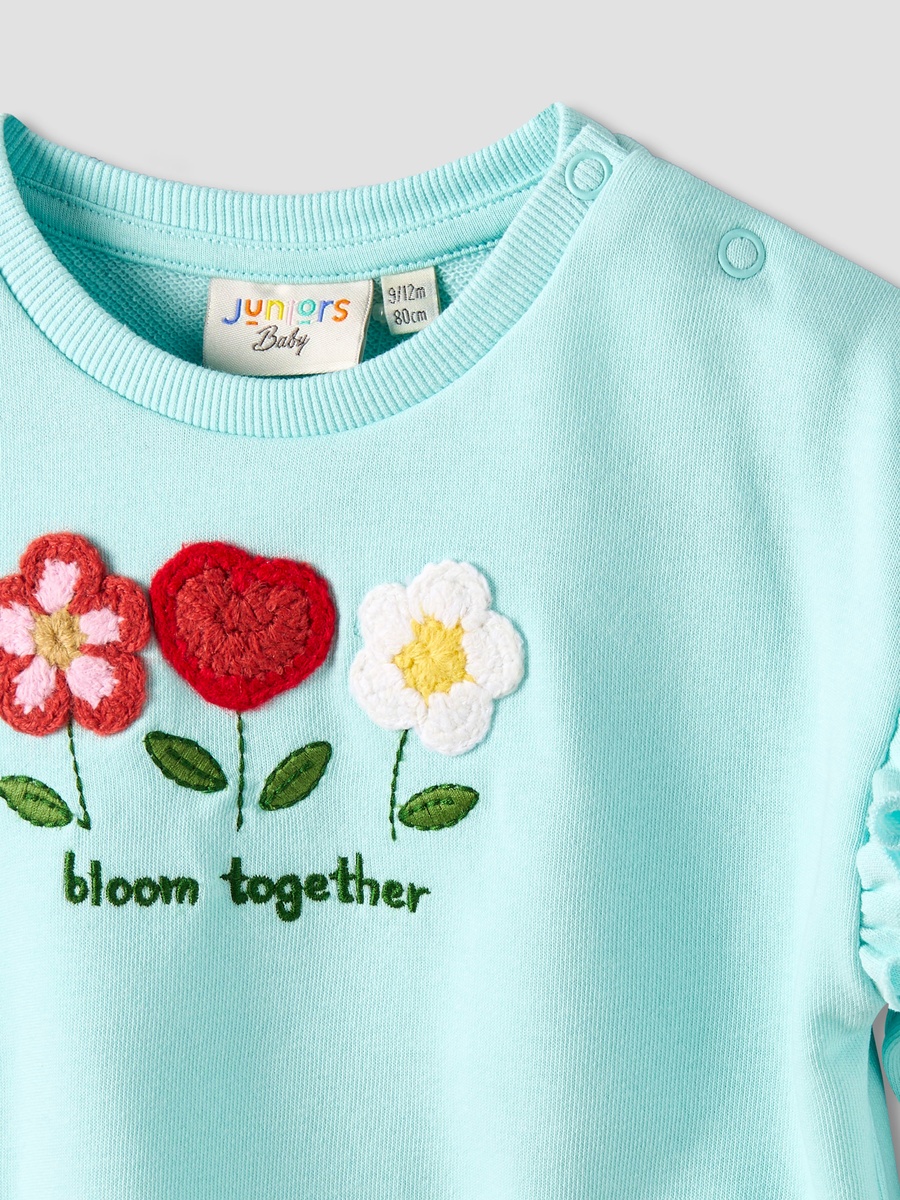 Bow Print Sweatshirt with Long Sleeves