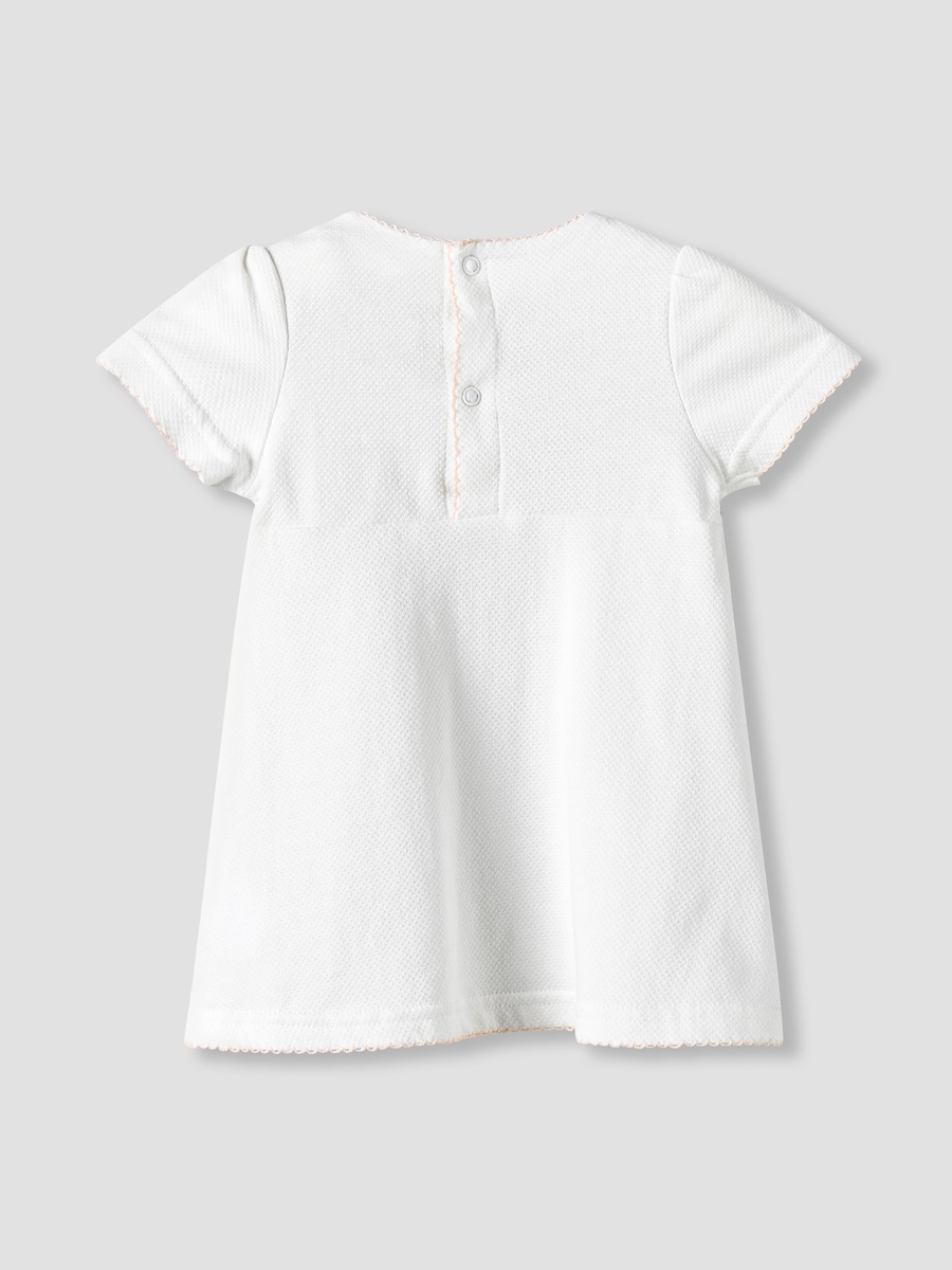 Round Neck Short Sleeves A-Line Dress with Embroidery