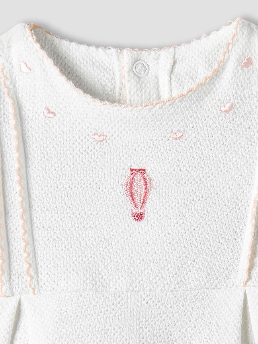 Round Neck Short Sleeves A-Line Dress with Embroidery