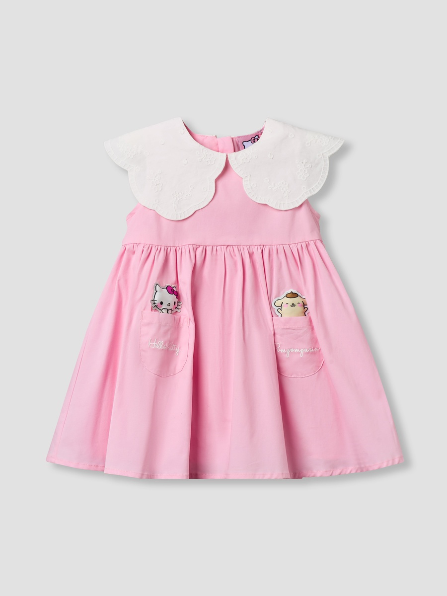 Round Neck Sleeveless Dress with Hello Kitty Applique