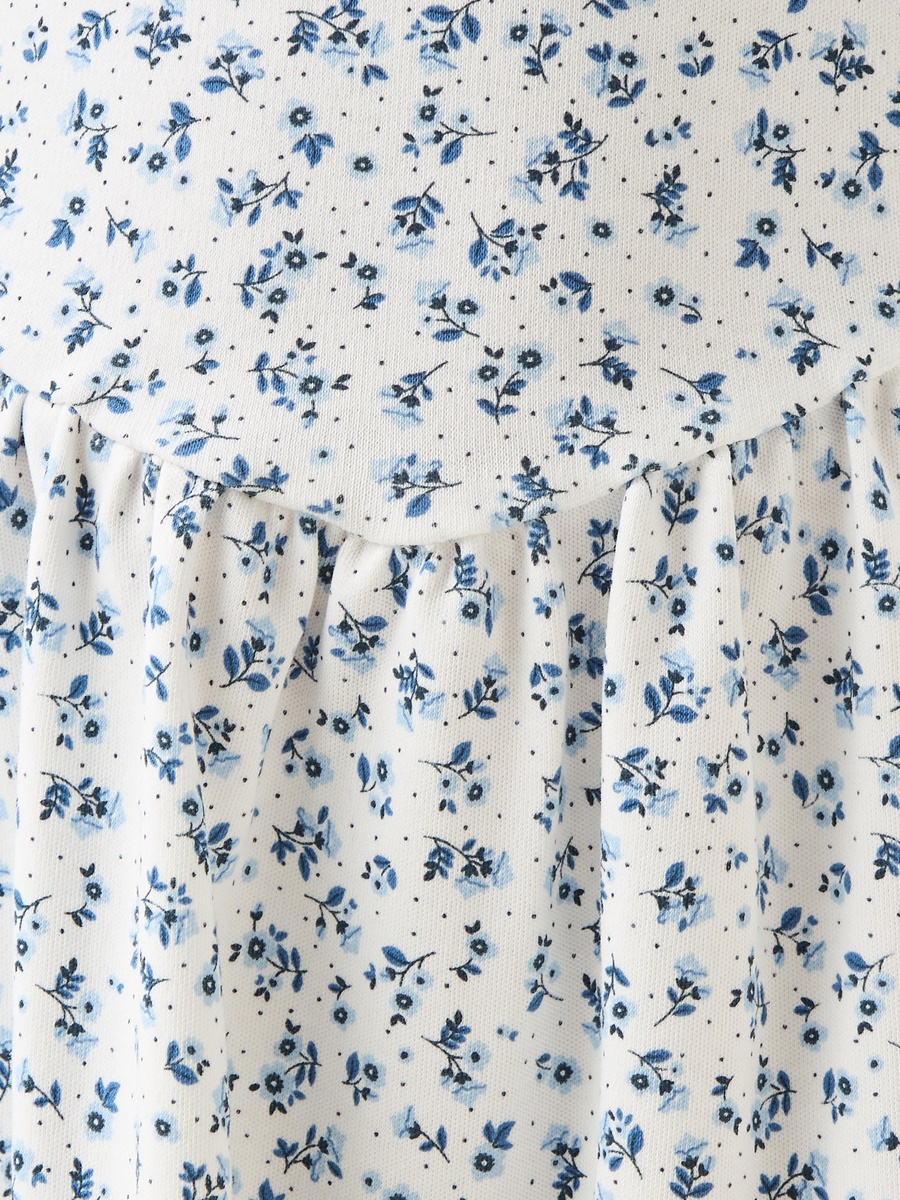 Peter Pan Collar Short Sleeve Dress with Floral Print