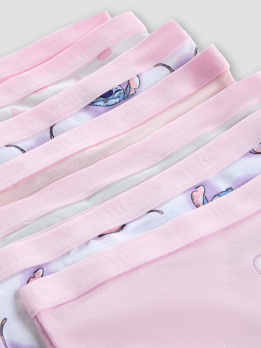Pack of 7 Cotton Briefs with Stitch and Angel Print