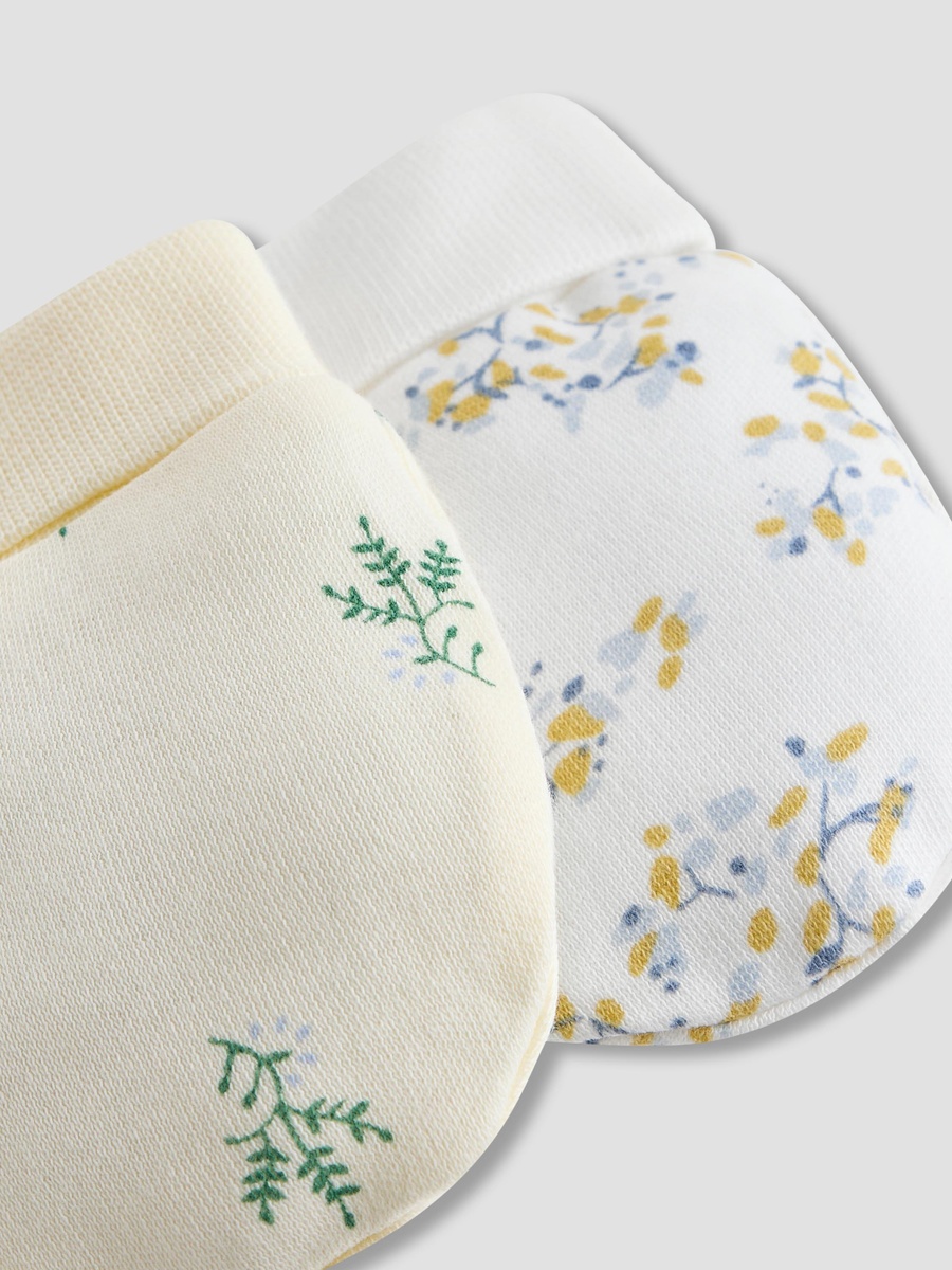 Pack of 2 Mittens with Floral Print 0-36 Months