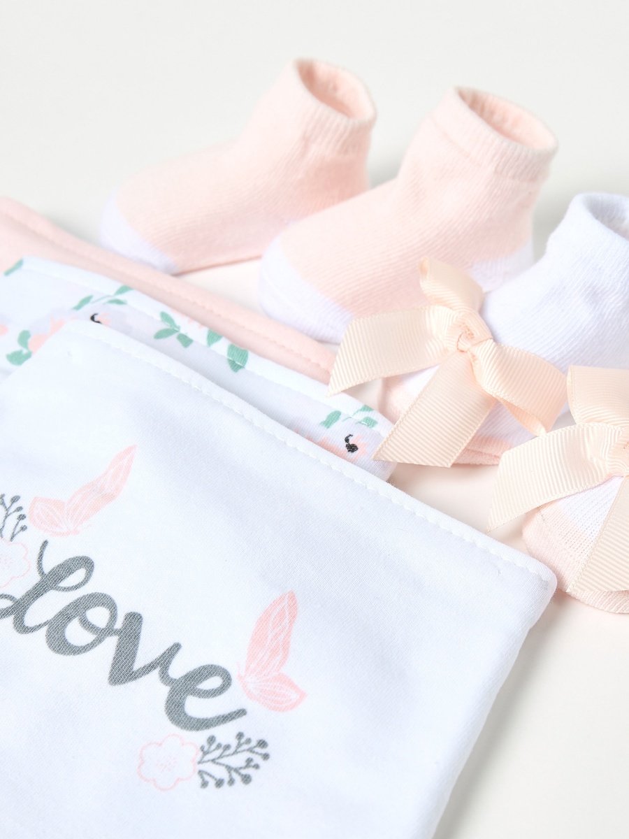 5-Piece Printed Bib and Booties Set