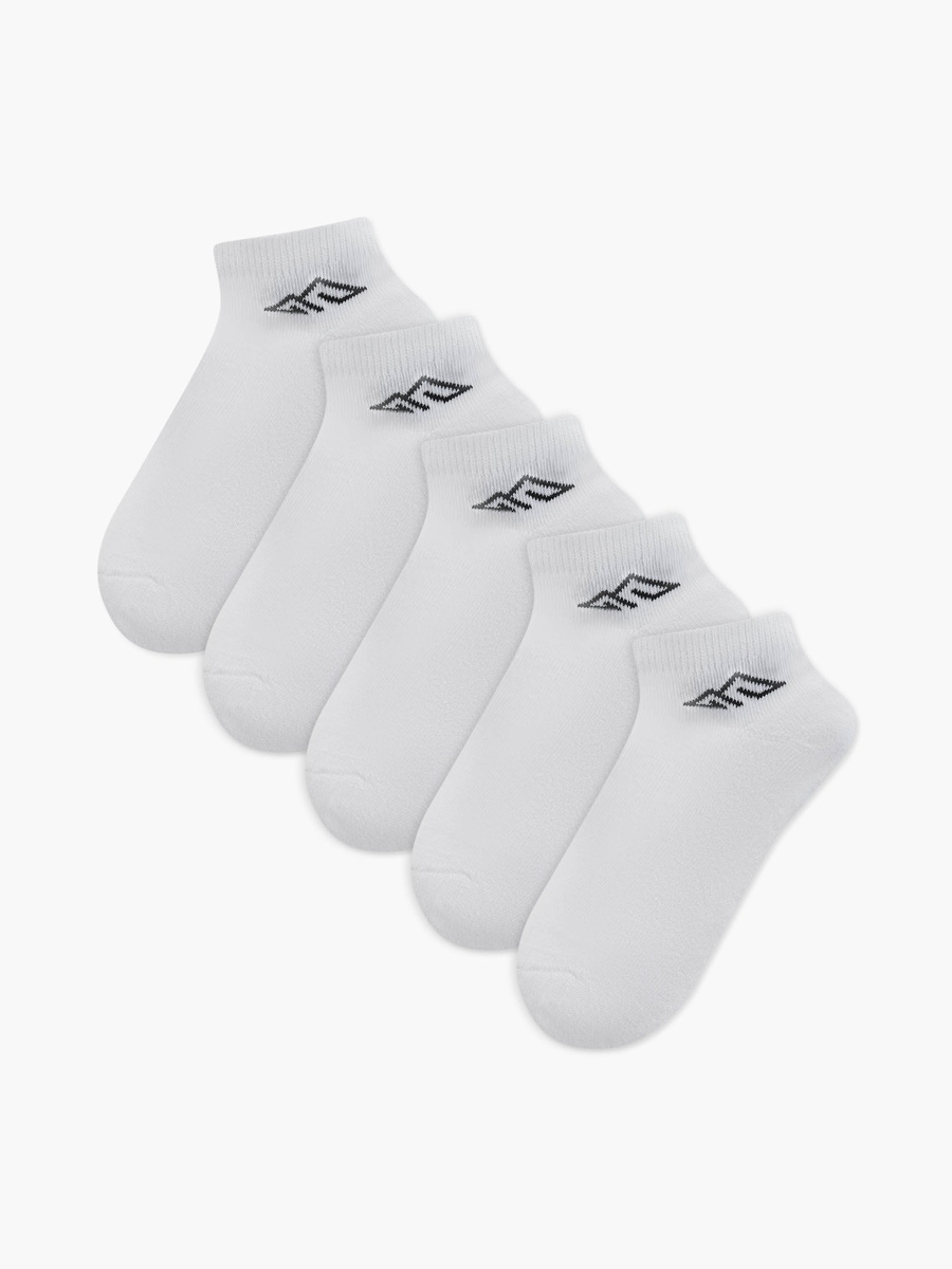 Logo Print Ankle Length Cushioned Sports Socks - Set of 5