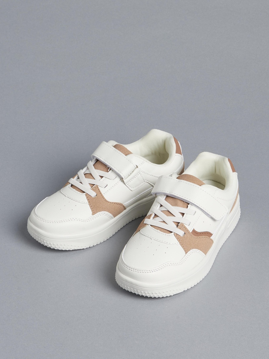Panelled Sneakers with Hook and Loop Closure