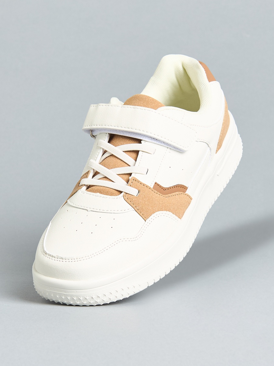 Colourblock Sneakers with Hook and Loop Closure