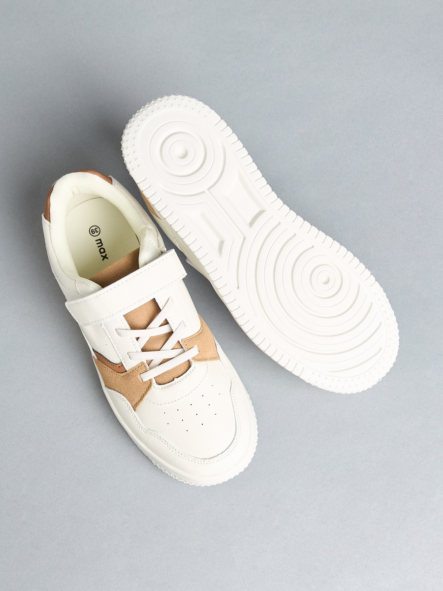 Colourblock Sneakers with Hook and Loop Closure