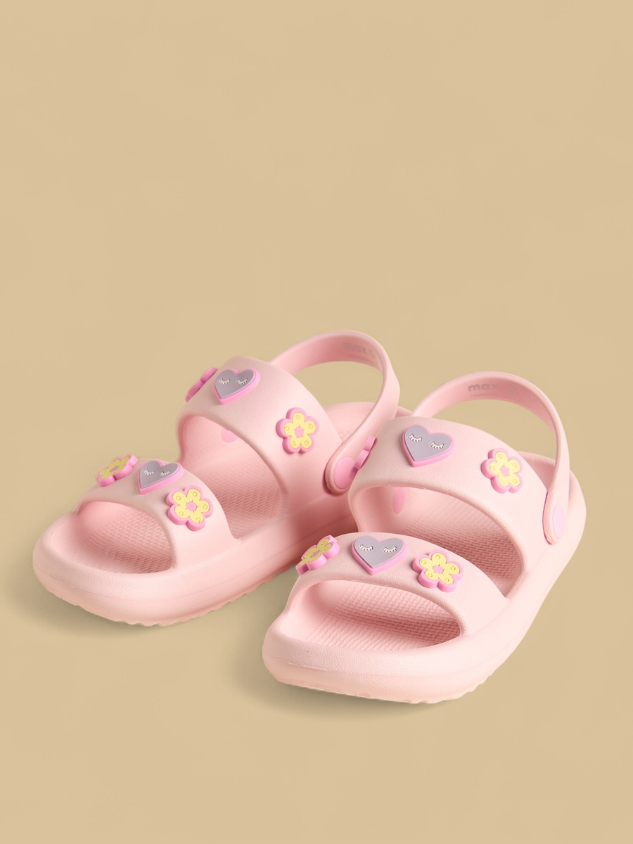 Applique Accent Double Strap Slides with Backstrap