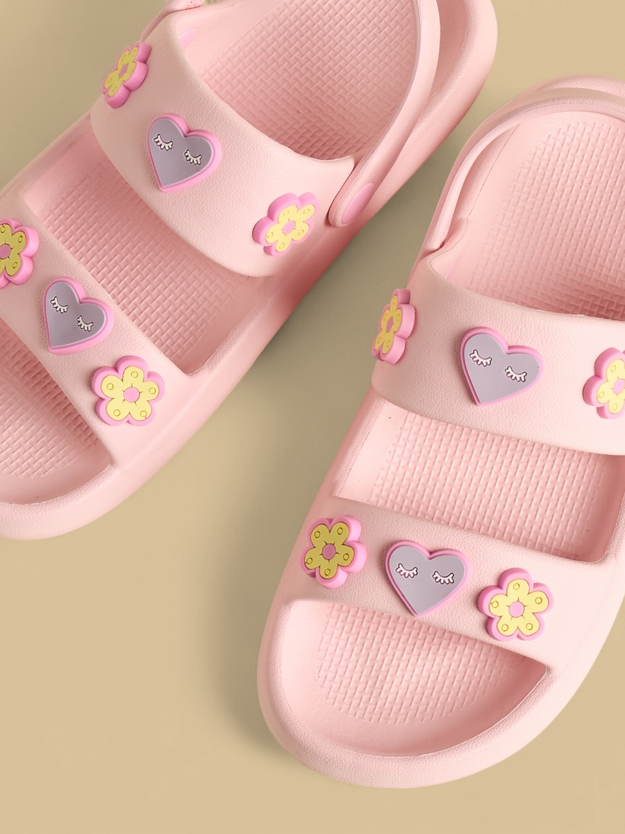 Applique Accent Double Strap Slides with Backstrap