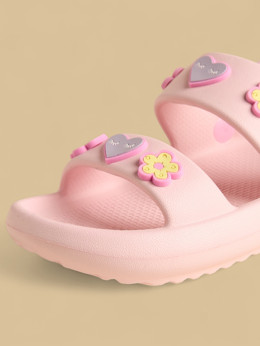 Applique Accent Double Strap Slides with Backstrap