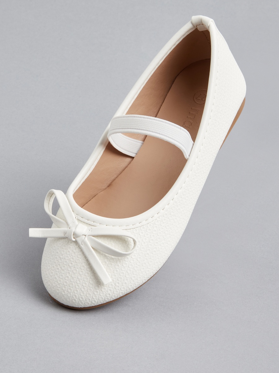 Bow Accent Ballerina Shoes with Elasticated Strap