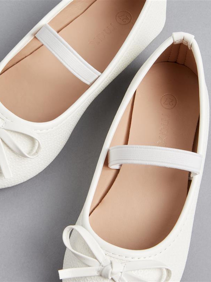Bow Accent Ballerina Shoes with Elasticated Strap