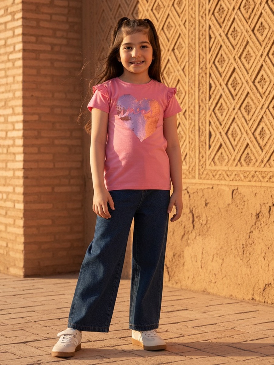 Foil Heart Print Cotton T-Shirt