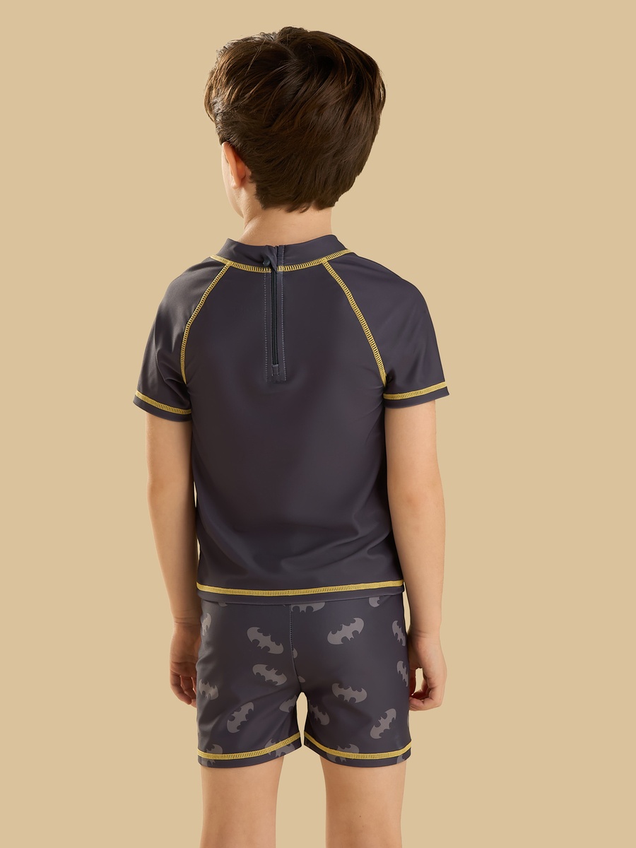 Batman Print Cotton T-Shirt and Swim Shorts Set