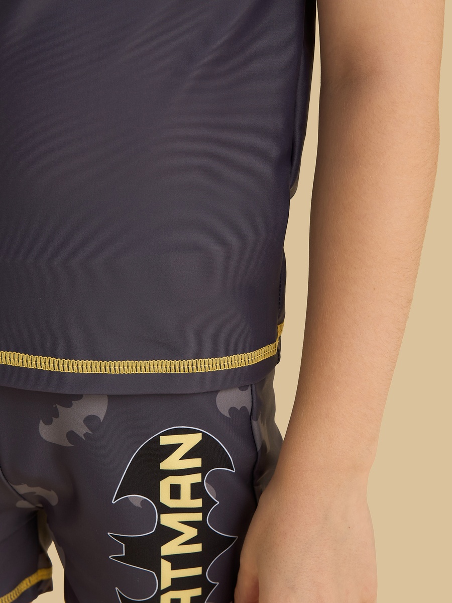 Batman Print Cotton T-Shirt and Swim Shorts Set