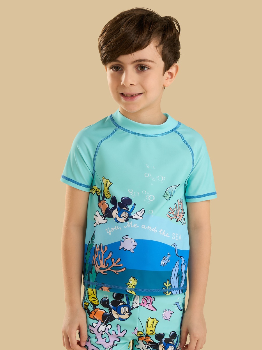 Mickey Mouse and Friends Print Swim T-Shirt and Shorts Set