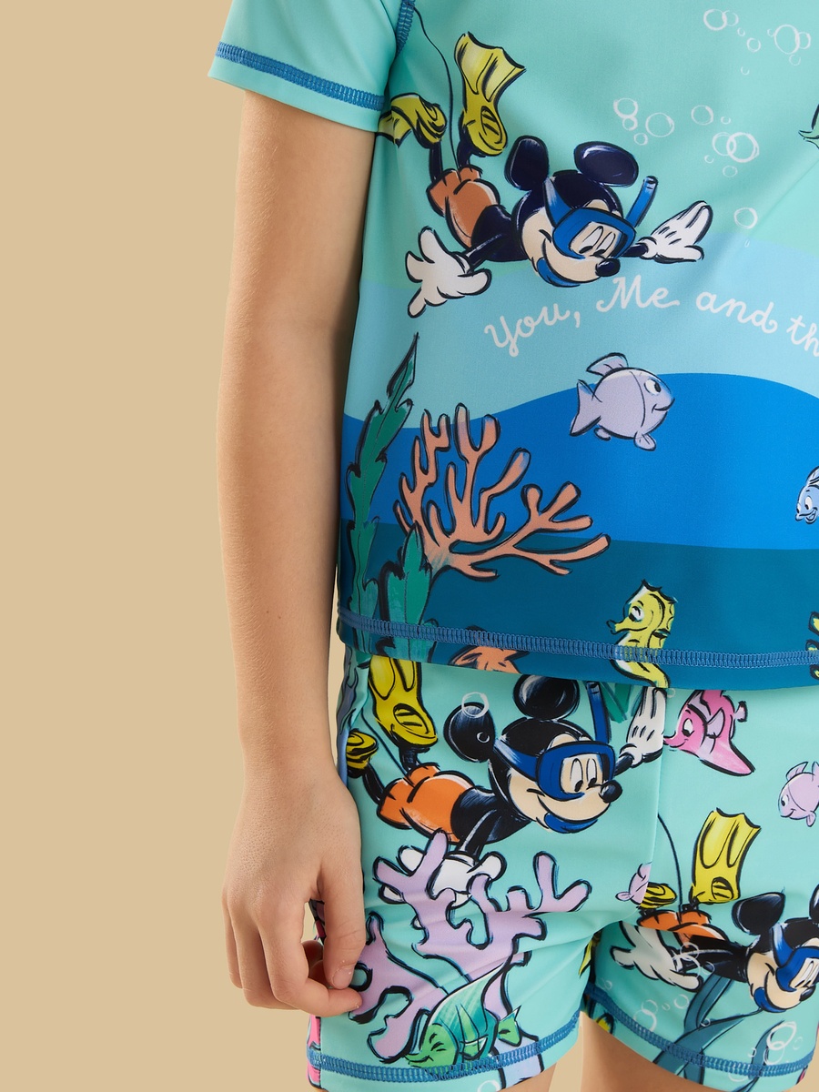 Mickey Mouse and Friends Print Swim T-Shirt and Shorts Set