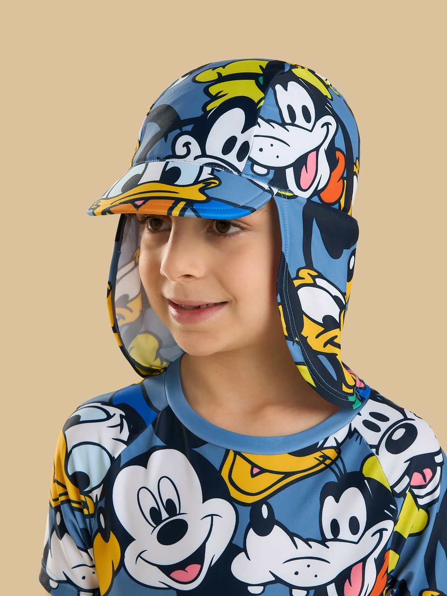 Mickey Mouse and Friends Print Swimsuit with Cap
