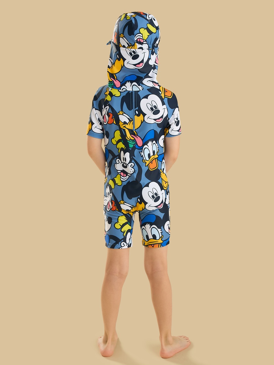 Mickey Mouse and Friends Print Swimsuit with Cap