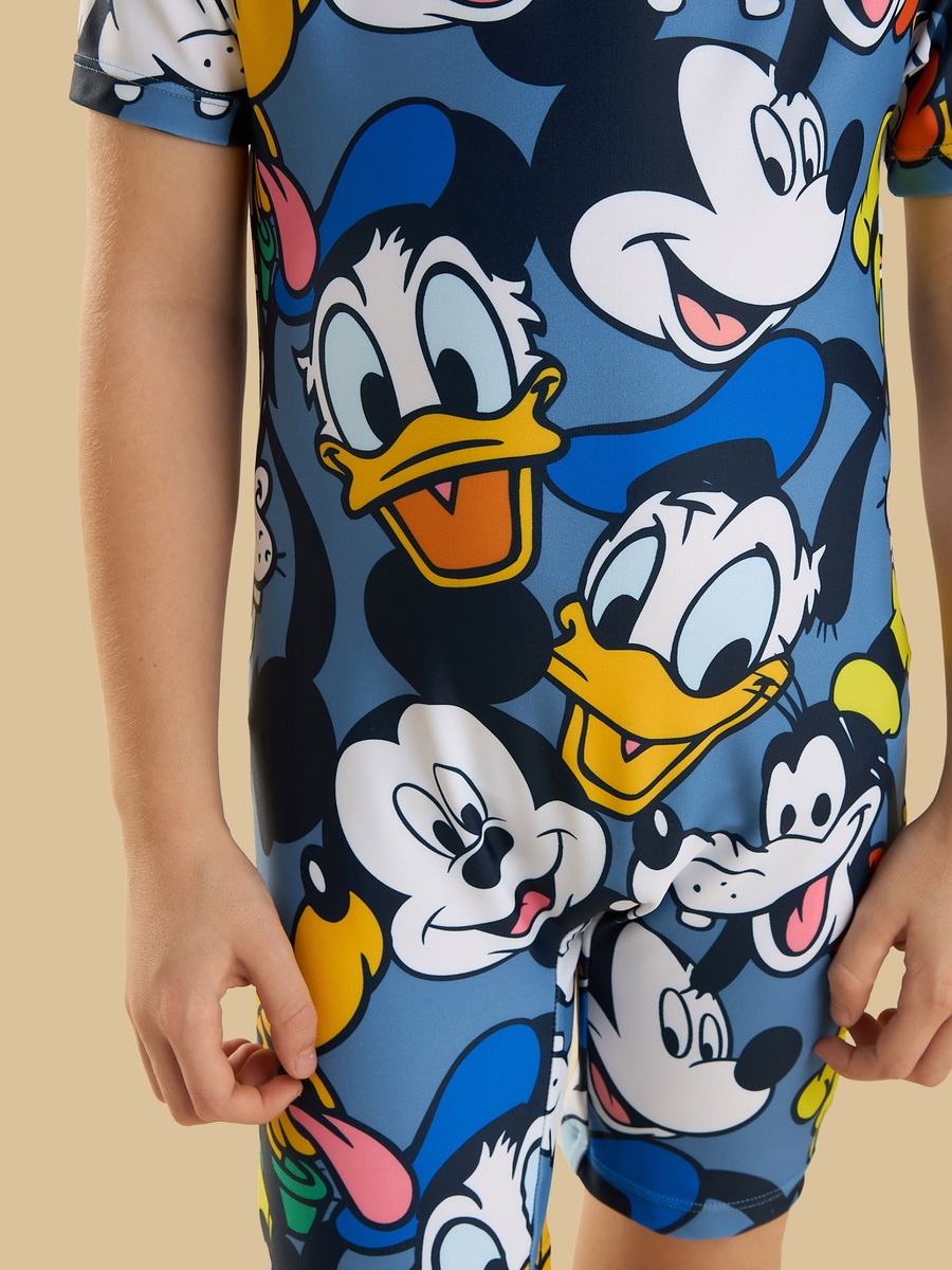 Mickey Mouse and Friends Print Swimsuit with Cap
