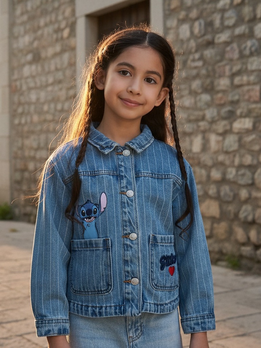 Stitch Print Denim Jacket