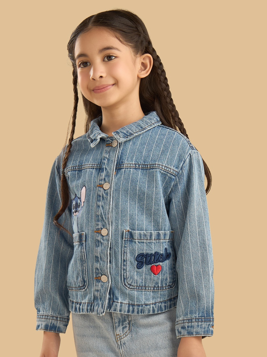 Stitch Print Denim Jacket