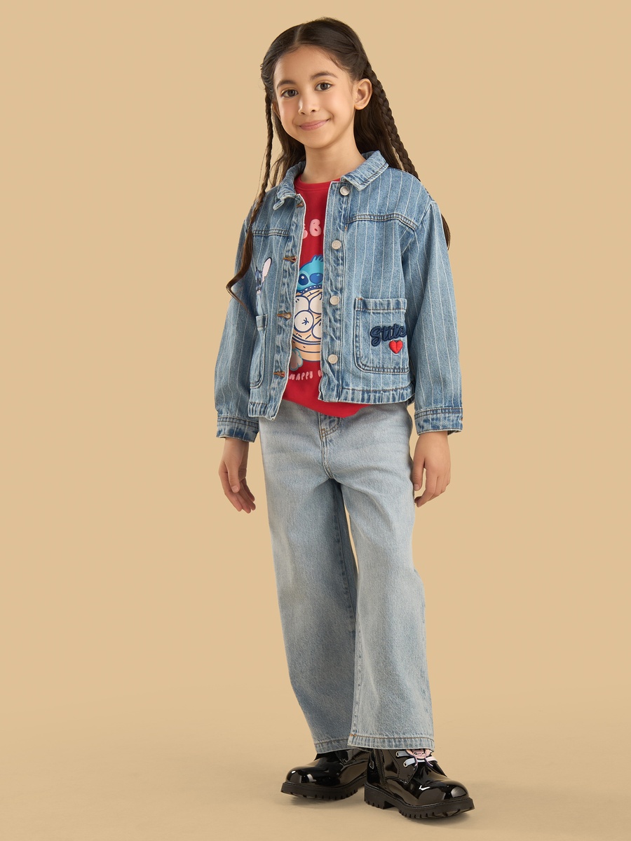Stitch Print Denim Jacket