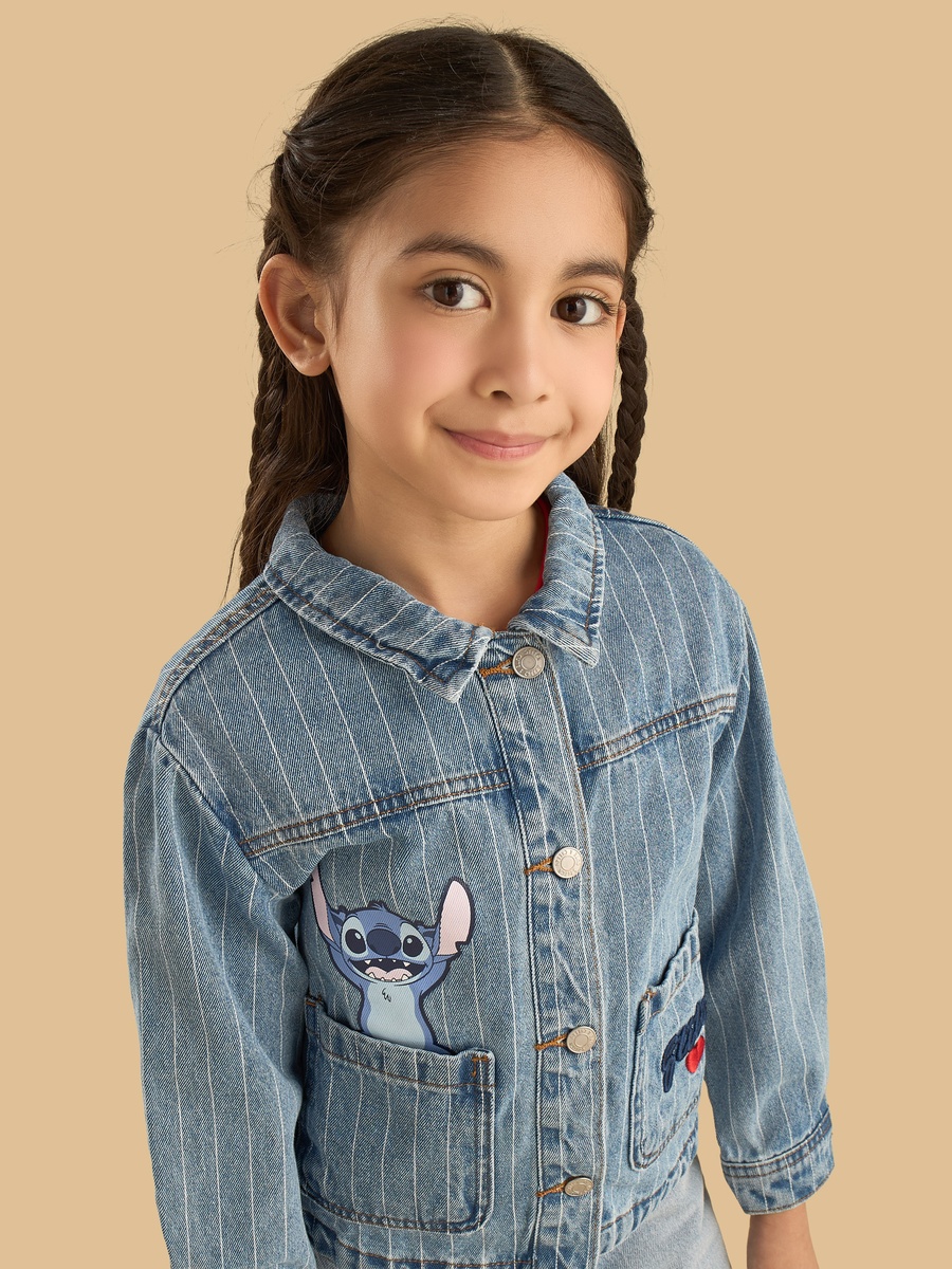 Stitch Print Denim Jacket