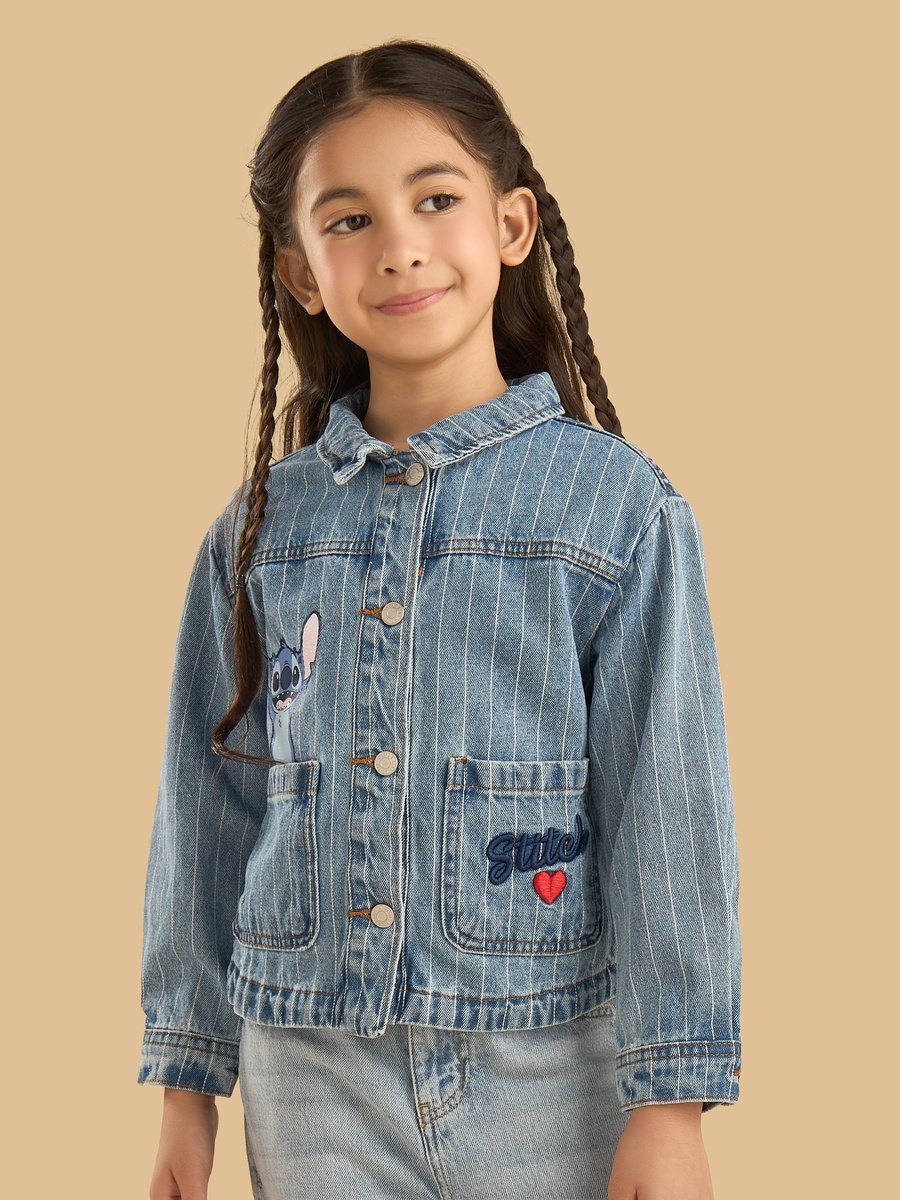 Stitch Print Denim Jacket