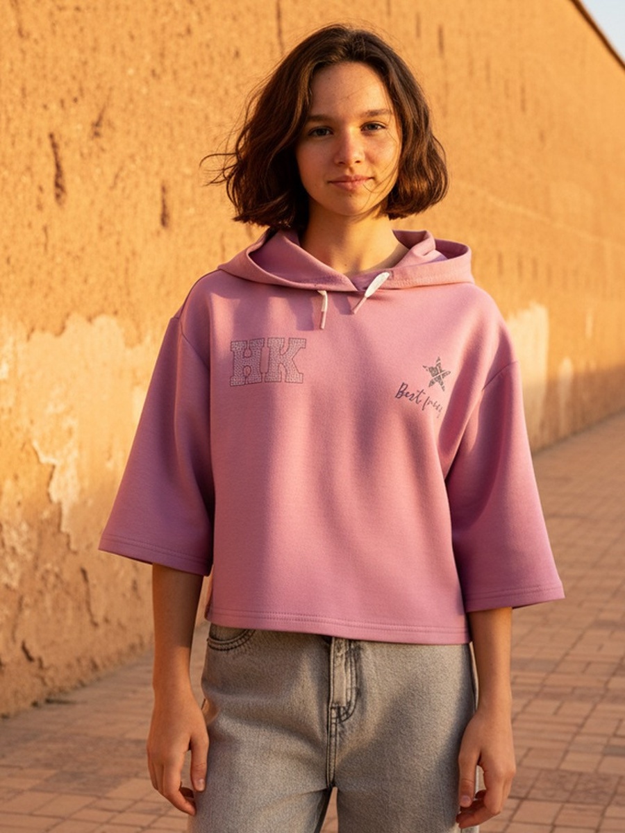 Hello Kitty Print Oversized Hooded Sweatshirt
