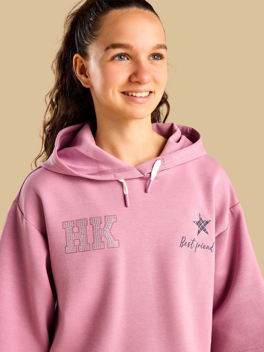Hello Kitty Print Oversized Hooded Sweatshirt