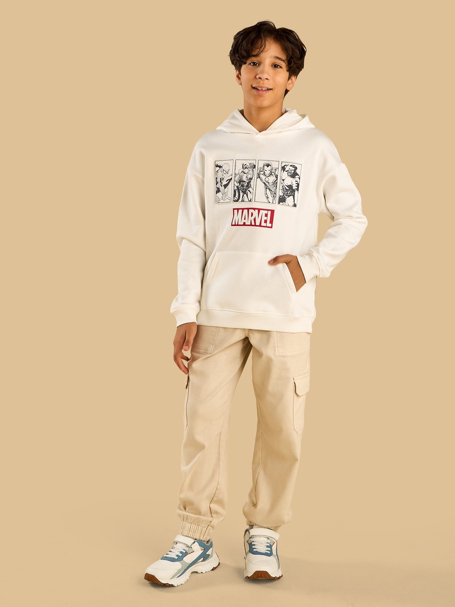 Marvel Print Cotton Hooded Sweatshirt