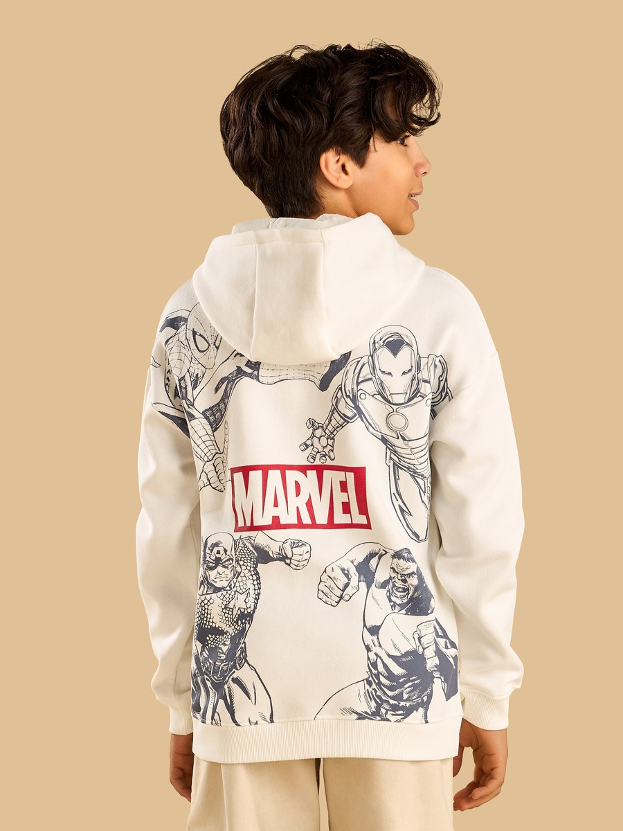 Marvel Print Cotton Hooded Sweatshirt