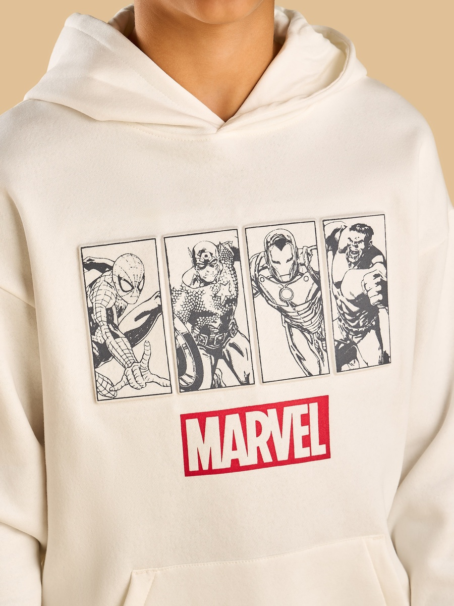 Marvel Print Cotton Hooded Sweatshirt