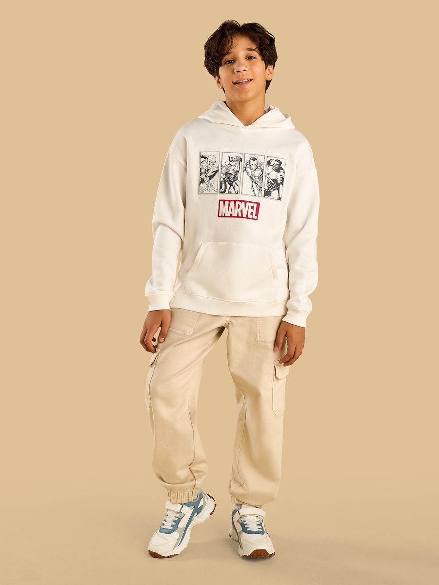 Marvel Print Cotton Hooded Sweatshirt