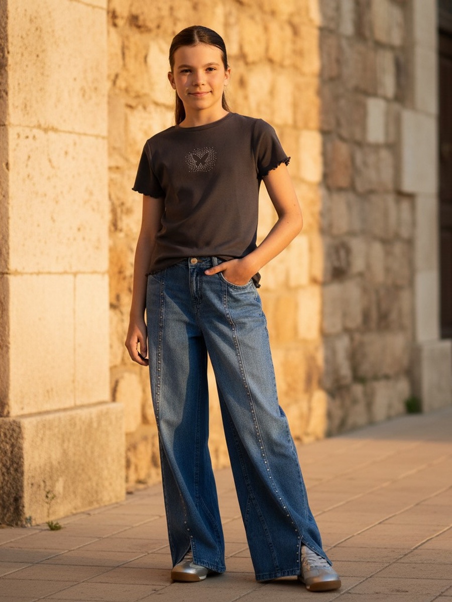 Studded Balloon Fit Cotton Jeans