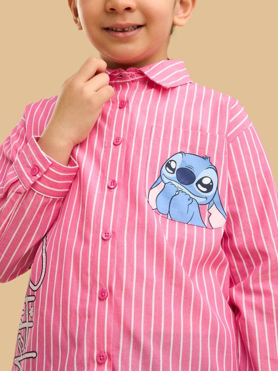 Stitch Print Shirt and T-Shirt Set