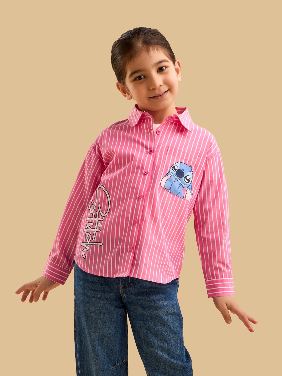 Stitch Print Shirt and T-Shirt Set