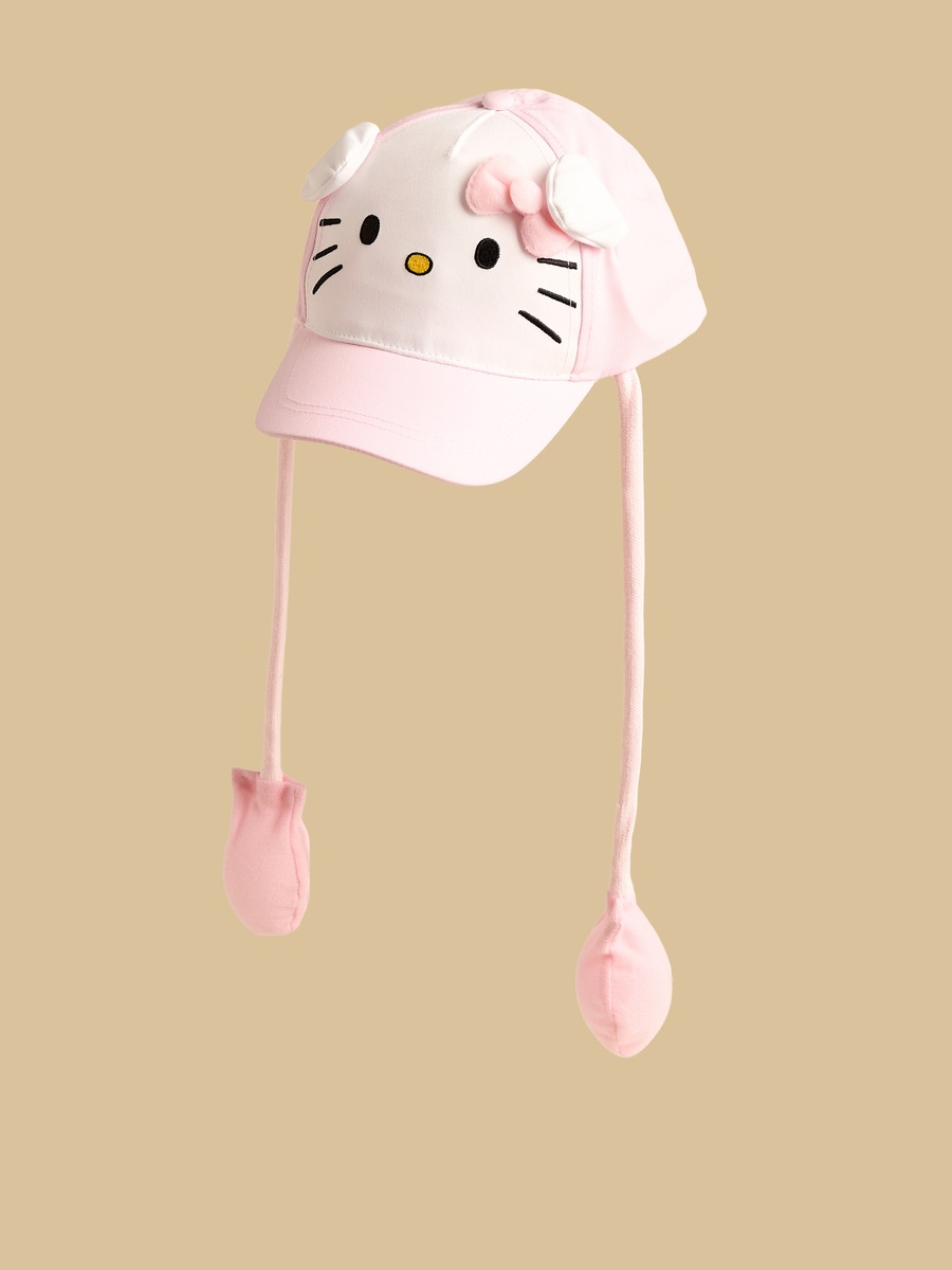 Hello Kitty Embroidered Cap with Hook and Loop Strap Closure